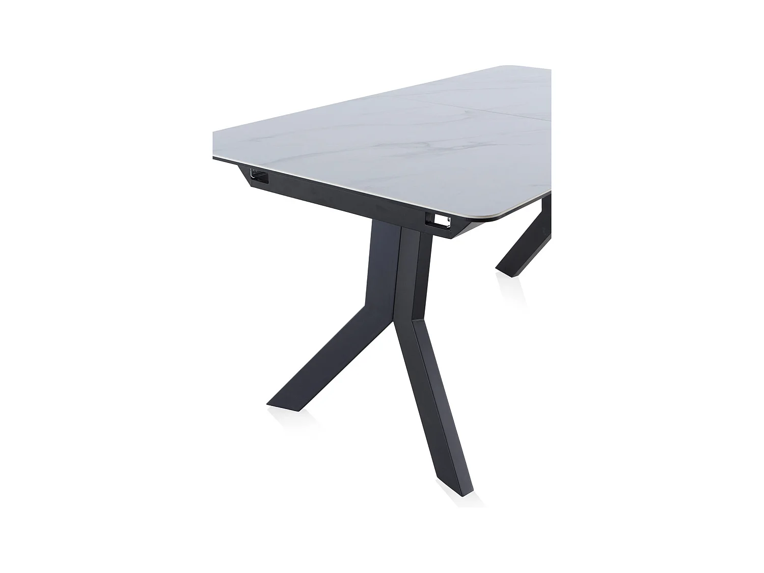 Mesa extensible de cerámica blanca con patas de metal 160/210x90