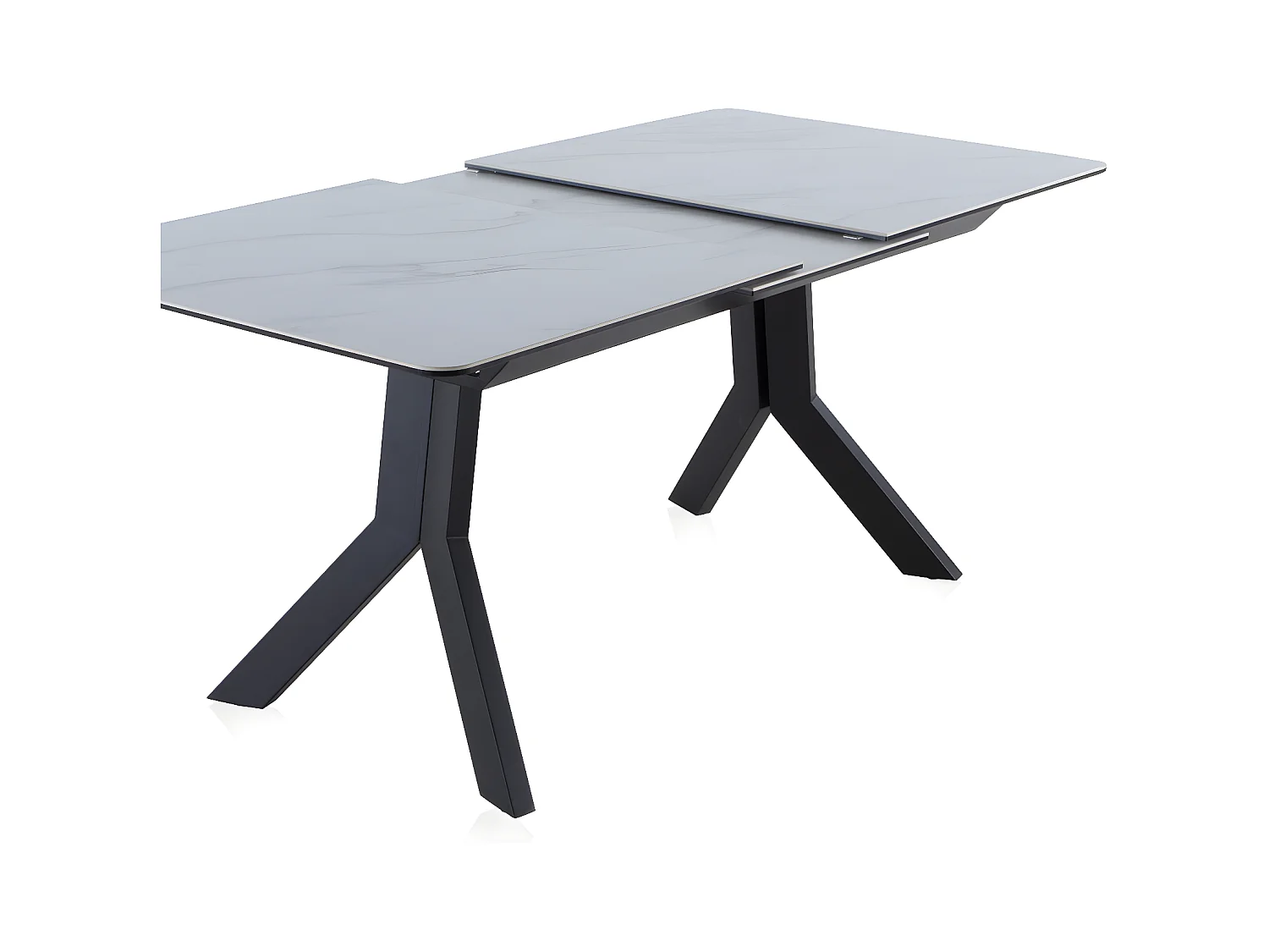 Mesa extensible de cerámica blanca con patas de metal 160/210x90