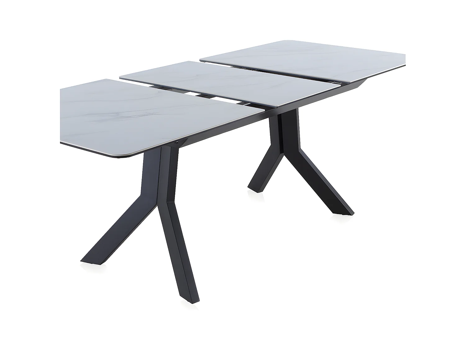 Mesa extensible de cerámica blanca con patas de metal 160/210x90