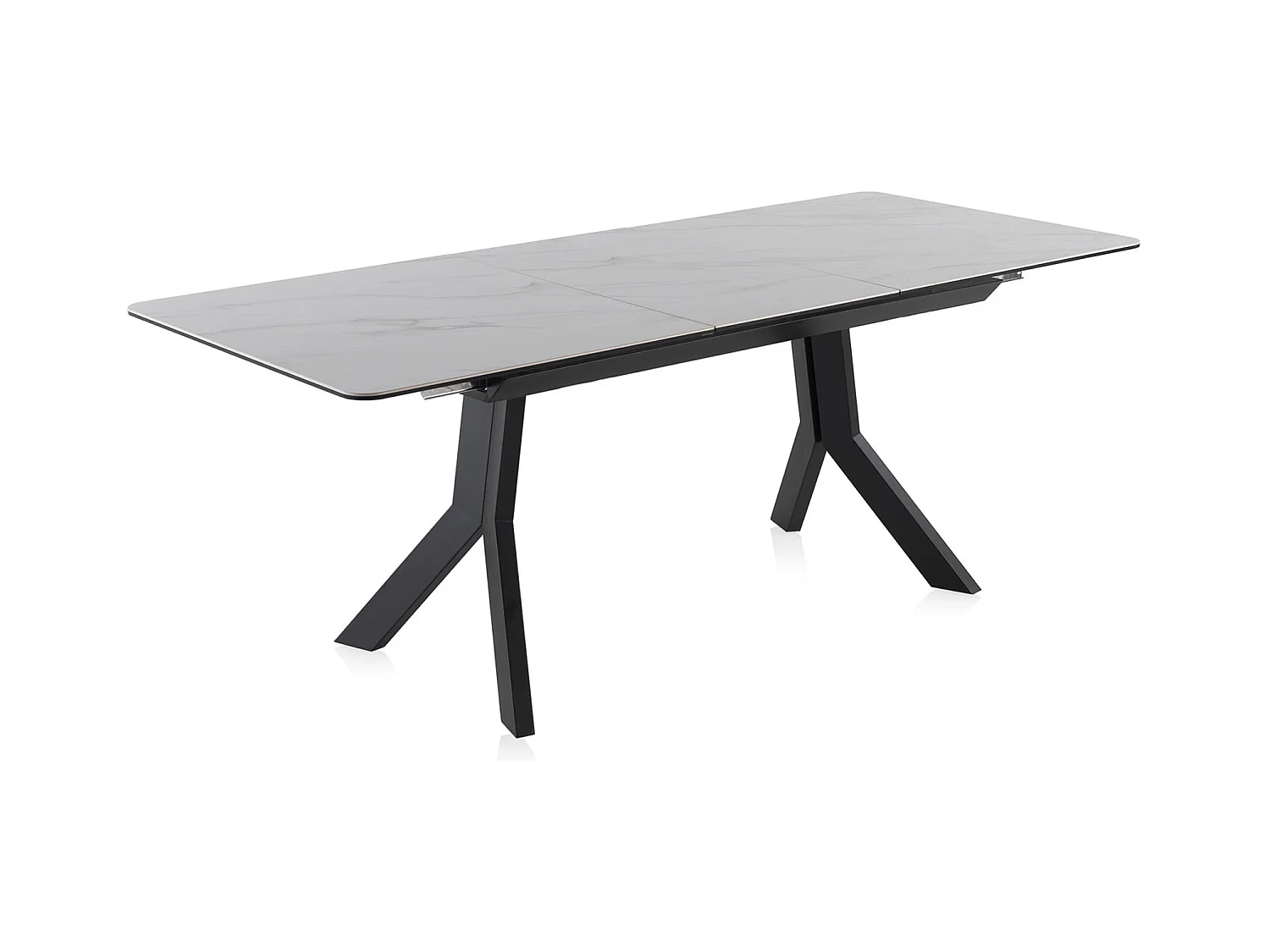 Mesa extensible de cerámica blanca con patas de metal 160/210x90