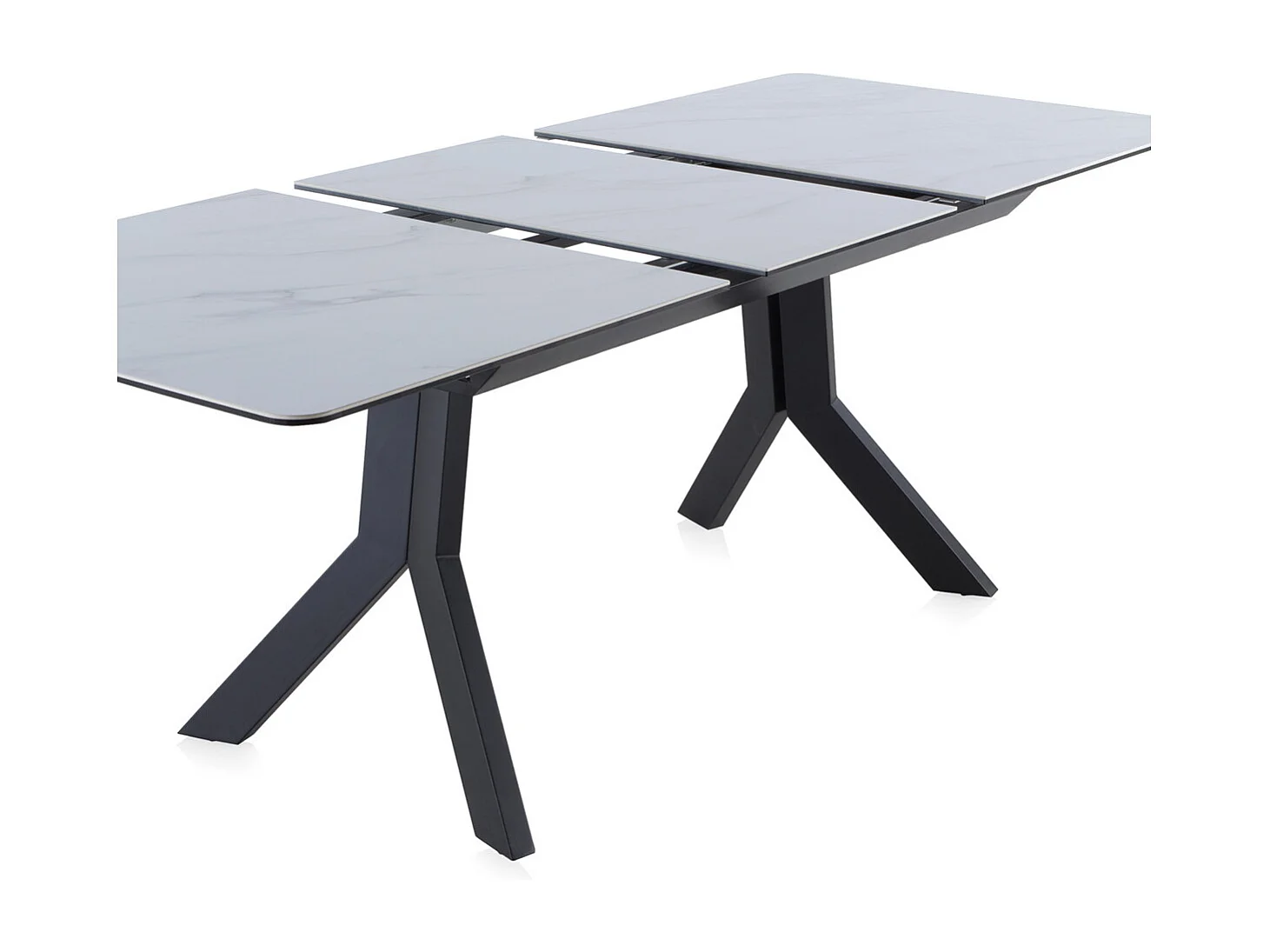 Mesa extensível de cerâmica branca com pés de metal 160/210x90