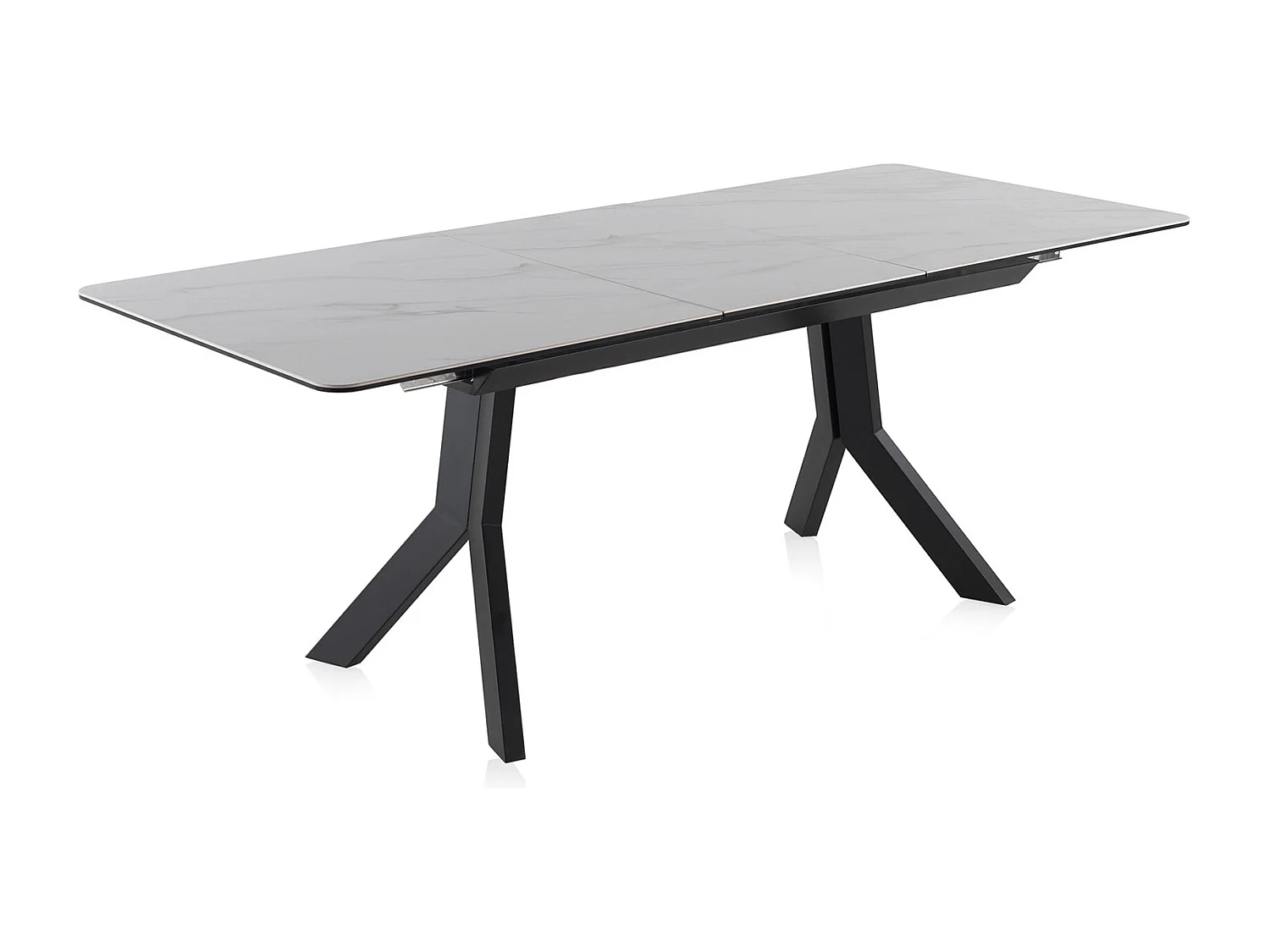 Mesa extensível de cerâmica branca com pés de metal 160/210x90