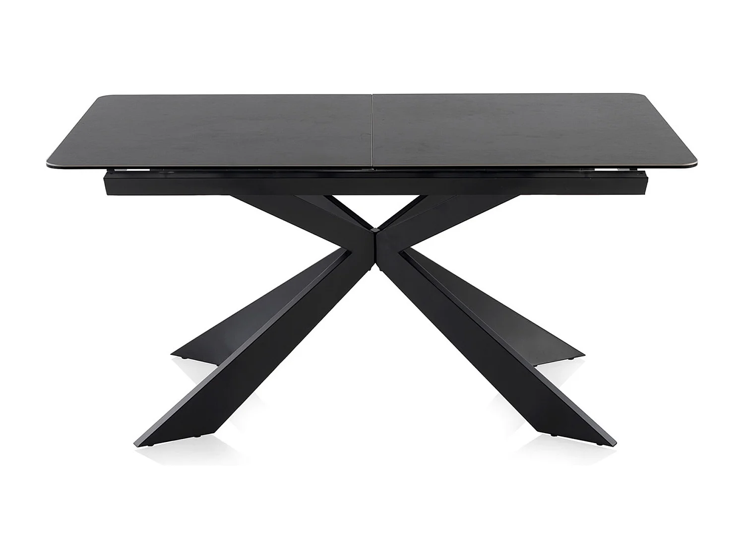 Ausziehbarer Tisch aus Keramik, grau, mit Metallbeinen 160/210x90