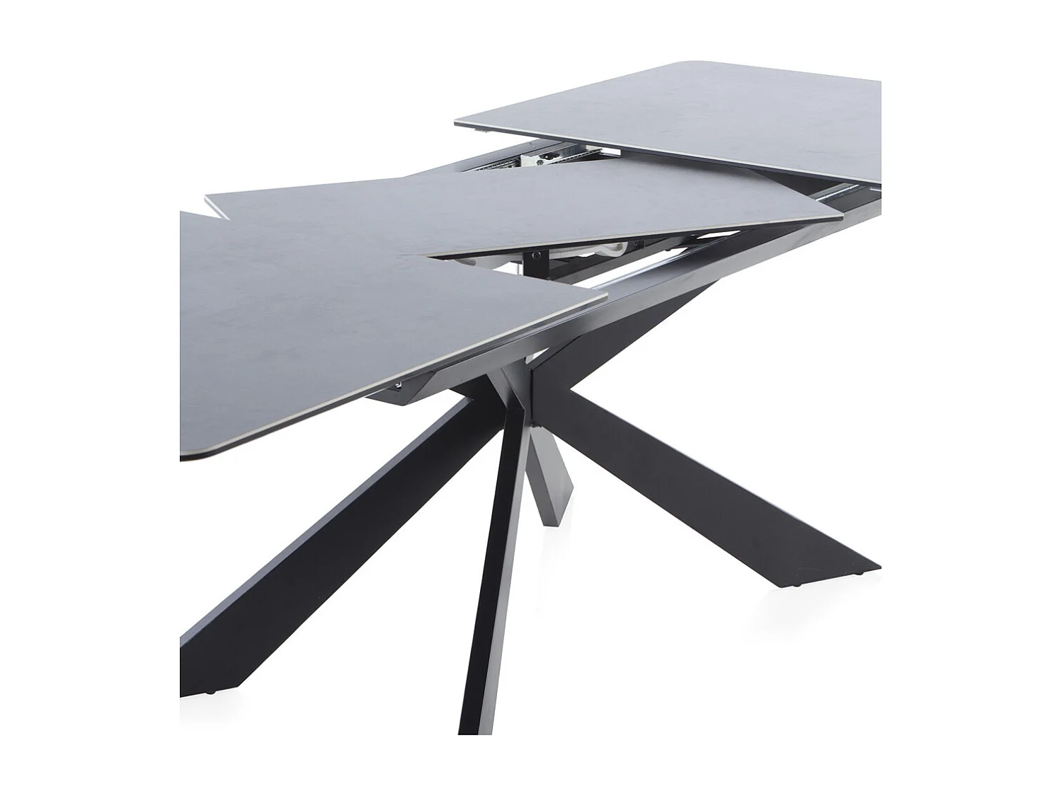 Table extensible en céramique grise avec pieds en métal 160/210x90