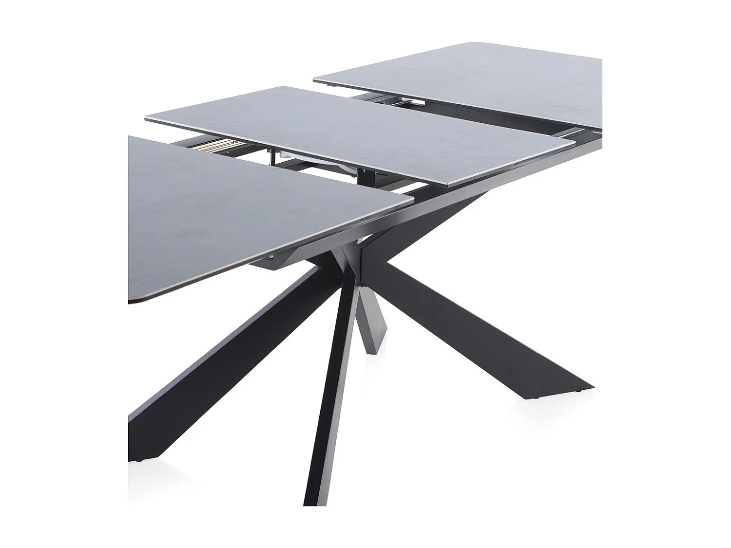 Table extensible en céramique grise avec pieds en métal 160/210x90