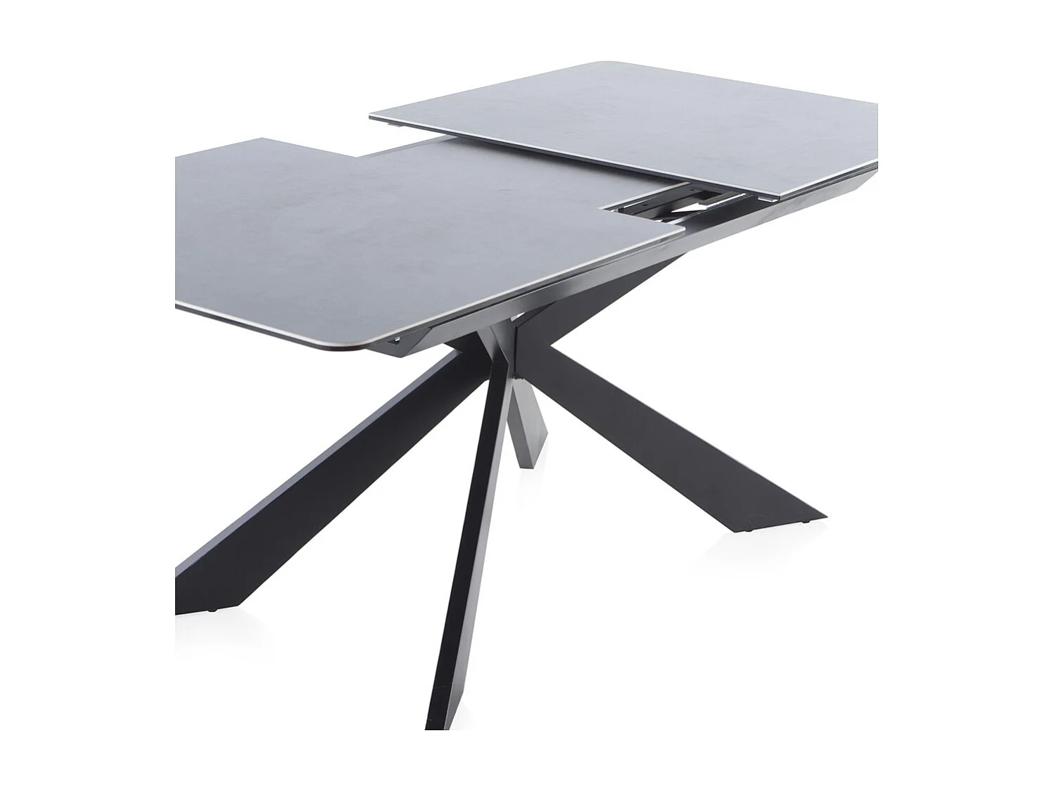 Mesa com folha extensível em cerâmica cinzenta com pés em metal 160/210x90