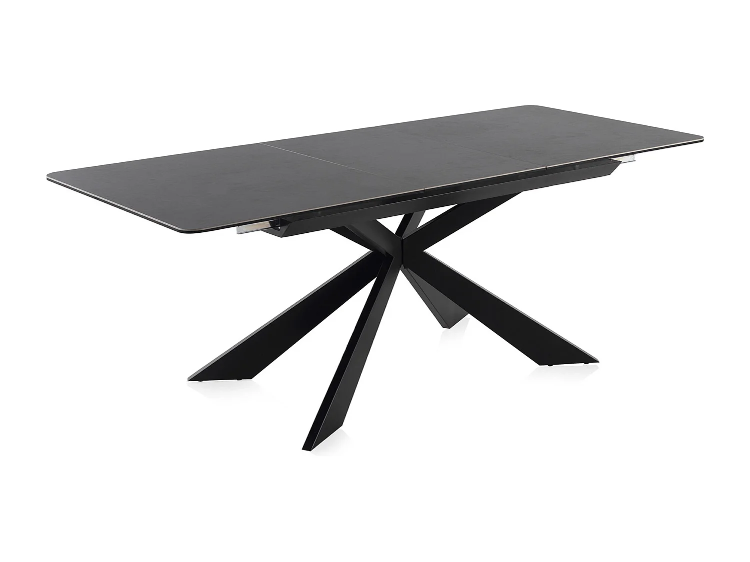 Mesa com folha extensível em cerâmica cinzenta com pés em metal 160/210x90