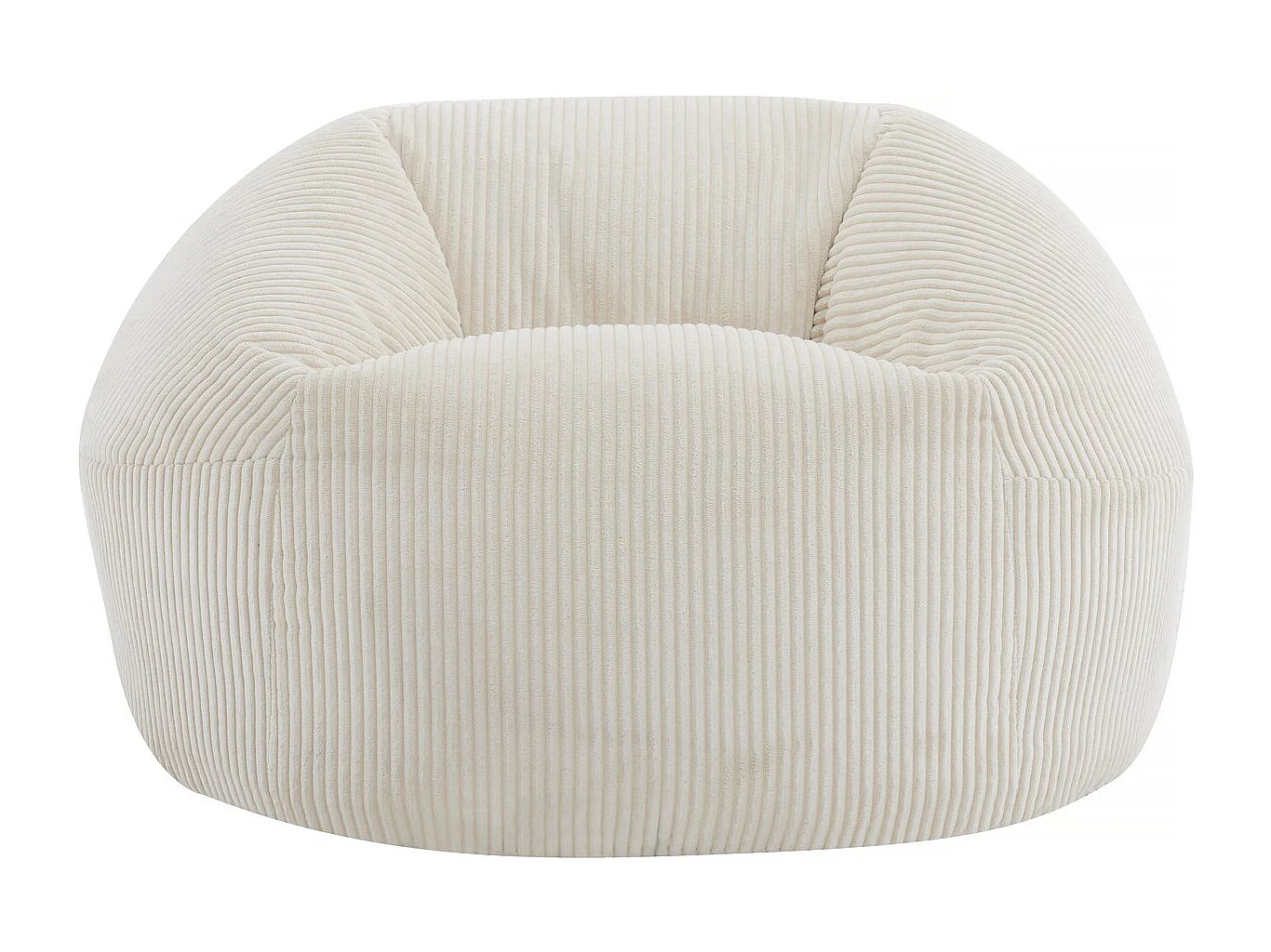 Pouf en velours côtelé  "Cusco" - 80 x 74 x 49 cm - Beige