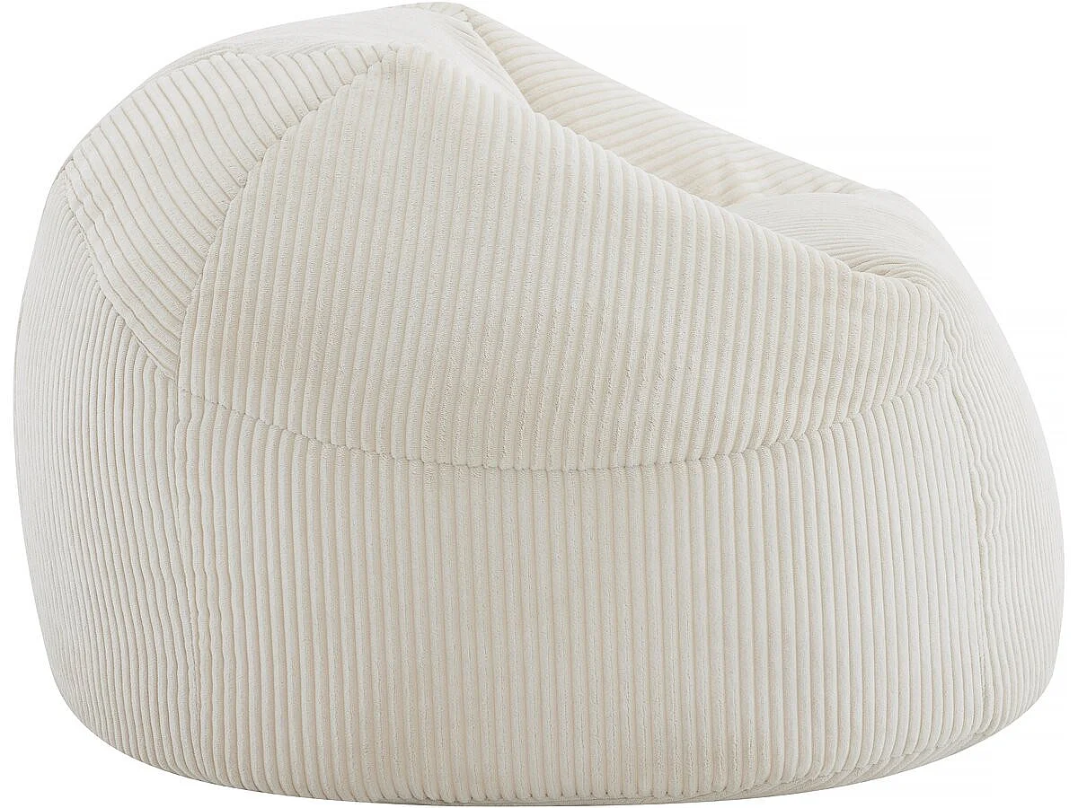Pouf en velours côtelé  "Cusco" - 80 x 74 x 49 cm - Beige