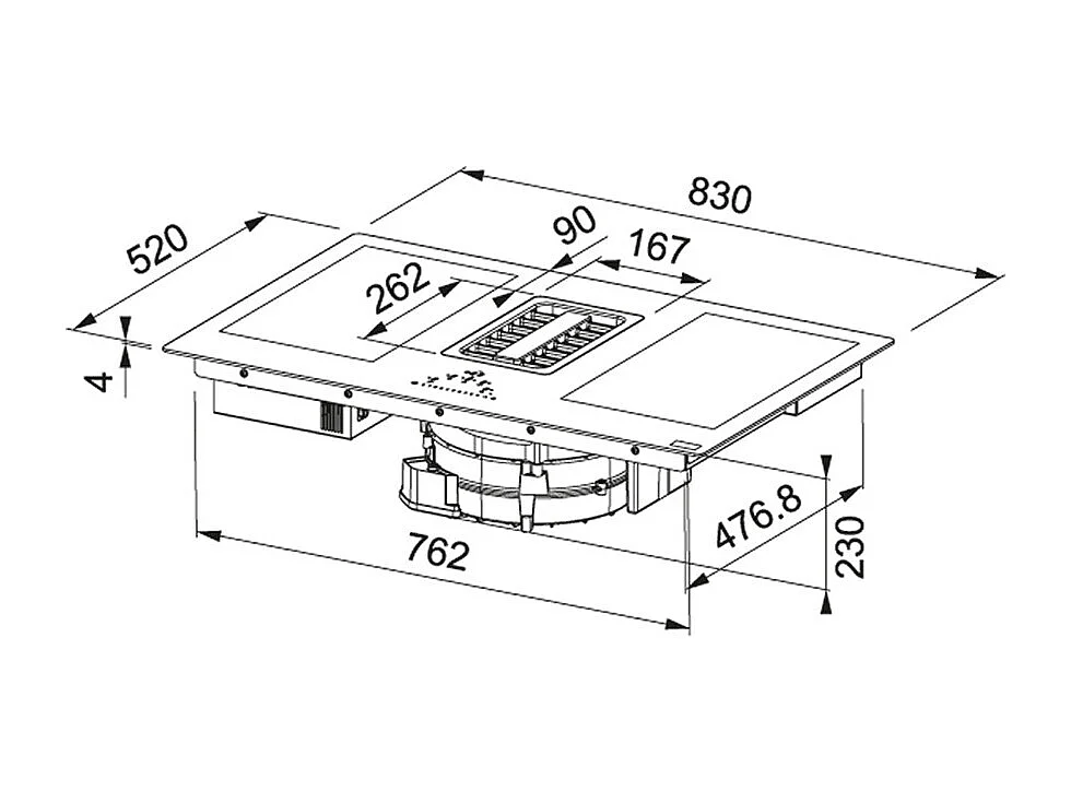 Franke Table de cuisson aspirante induction 83cm 4 feux 7400w - 747400SBVL