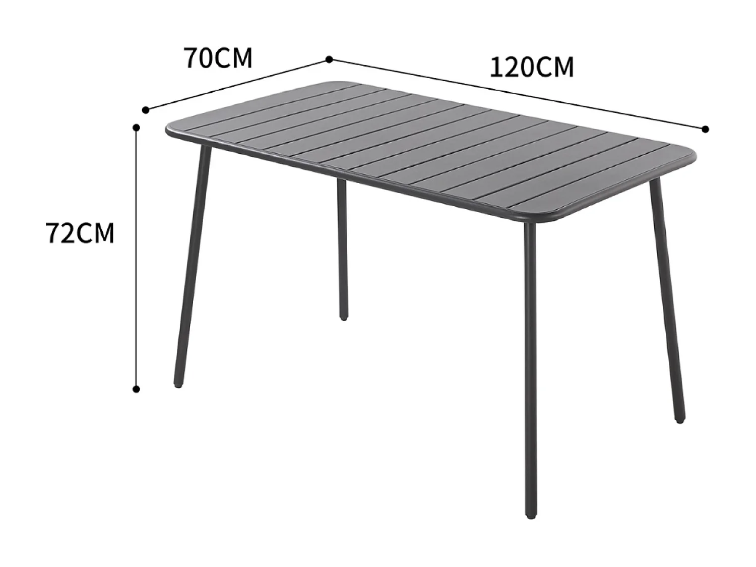 Table en acier 4-6 places gris foncé BERGAME
