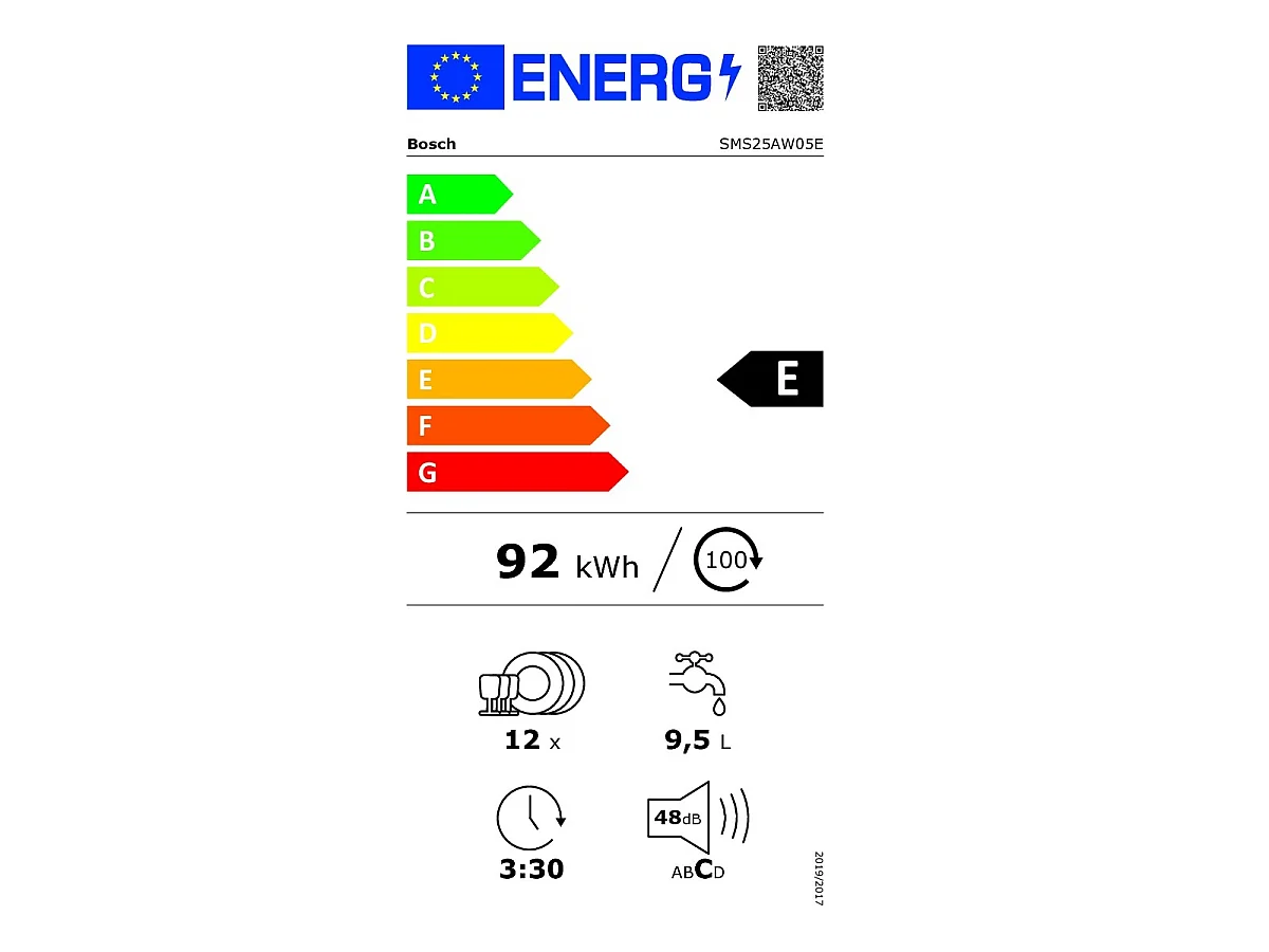 Lavavajillas Bosch Serie 2 SMS25AW05E 12 servicios 5 programas E blanco 60 cm
