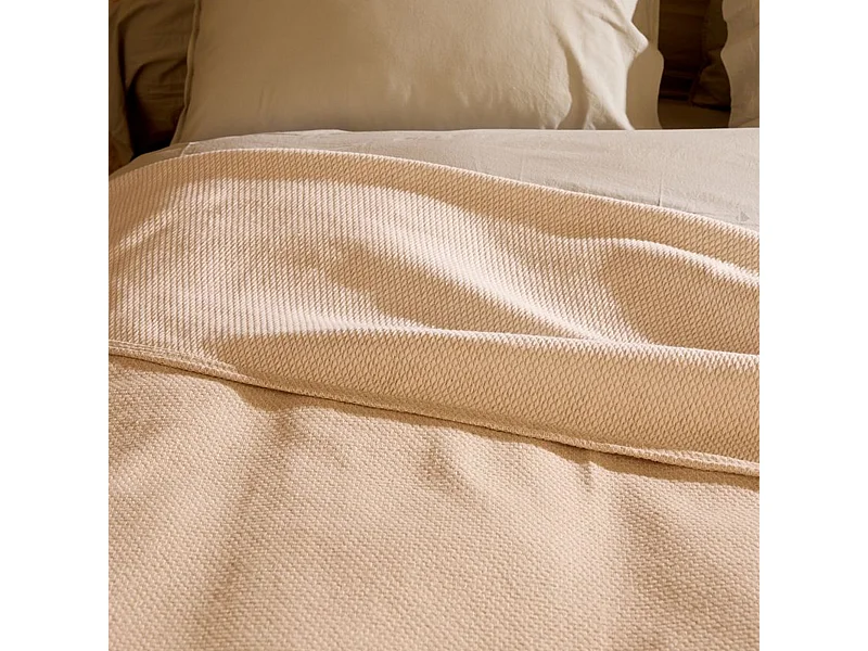 Plaid 120x180 cm coton et lin mélangés CABOURG écru naturel