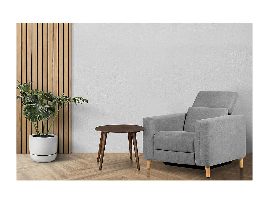 Fauteuil relax électrique en tissu gris avec pieds en bois - POLO
