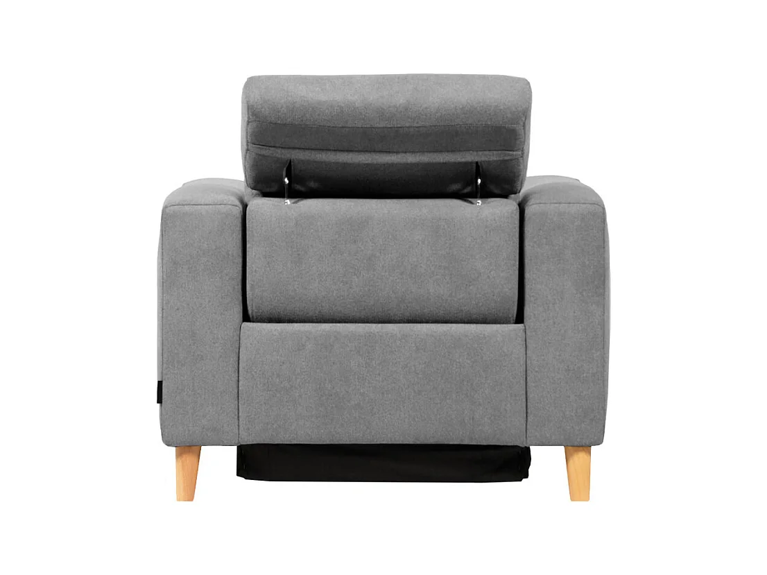 Fauteuil relax électrique en tissu gris avec pieds en bois - POLO