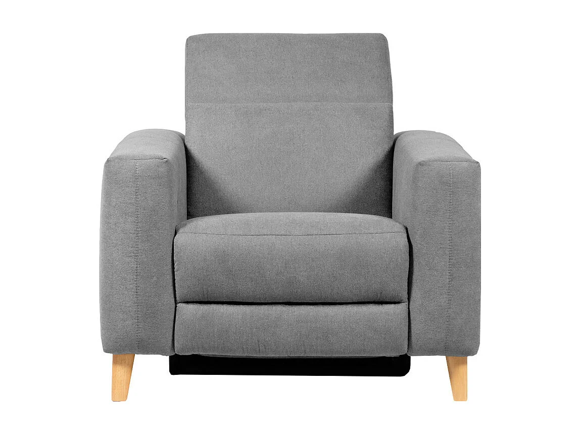 Fauteuil relax électrique en tissu gris avec pieds en bois - POLO