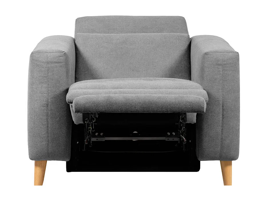 Fauteuil relax électrique en tissu gris avec pieds en bois - POLO