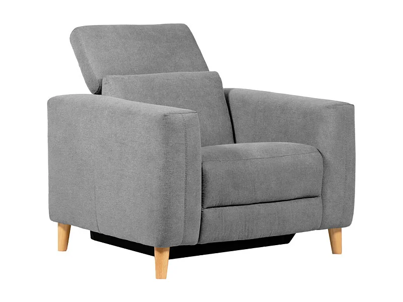 Fauteuil relax électrique en tissu gris avec pieds en bois - POLO