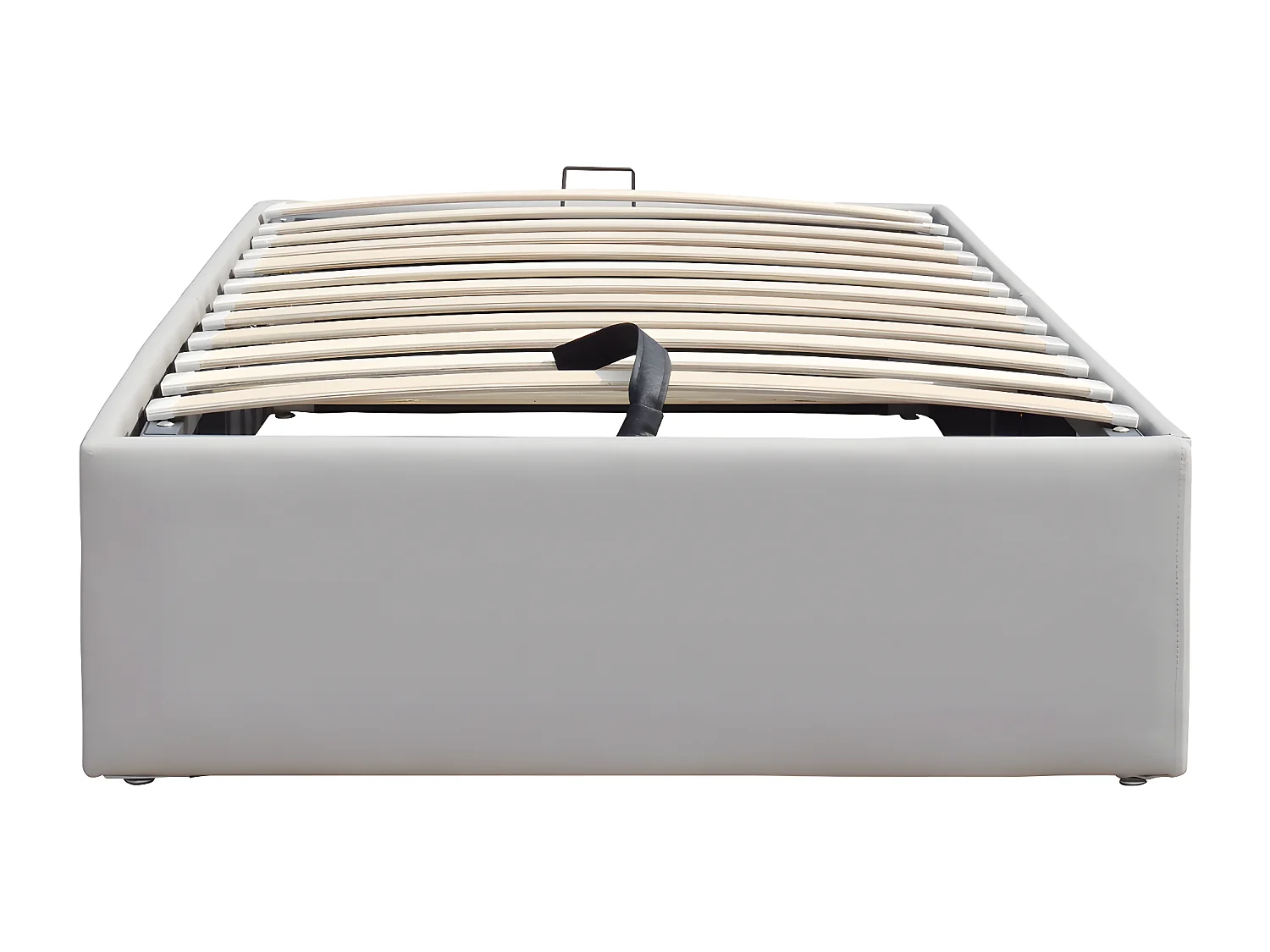 Lit Coffre Gris Loris avec Pieds pour Matelas 90x200cm Monté Rapidement Revêtement PVC