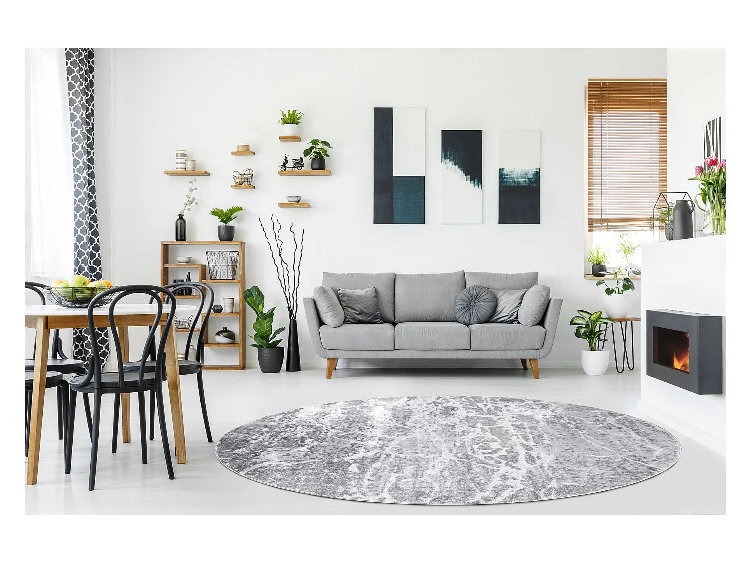 Tapijt MEFE modern Rond , 6182 Beton - Structureel, twee poolhoogte ,  cercle 200 cm