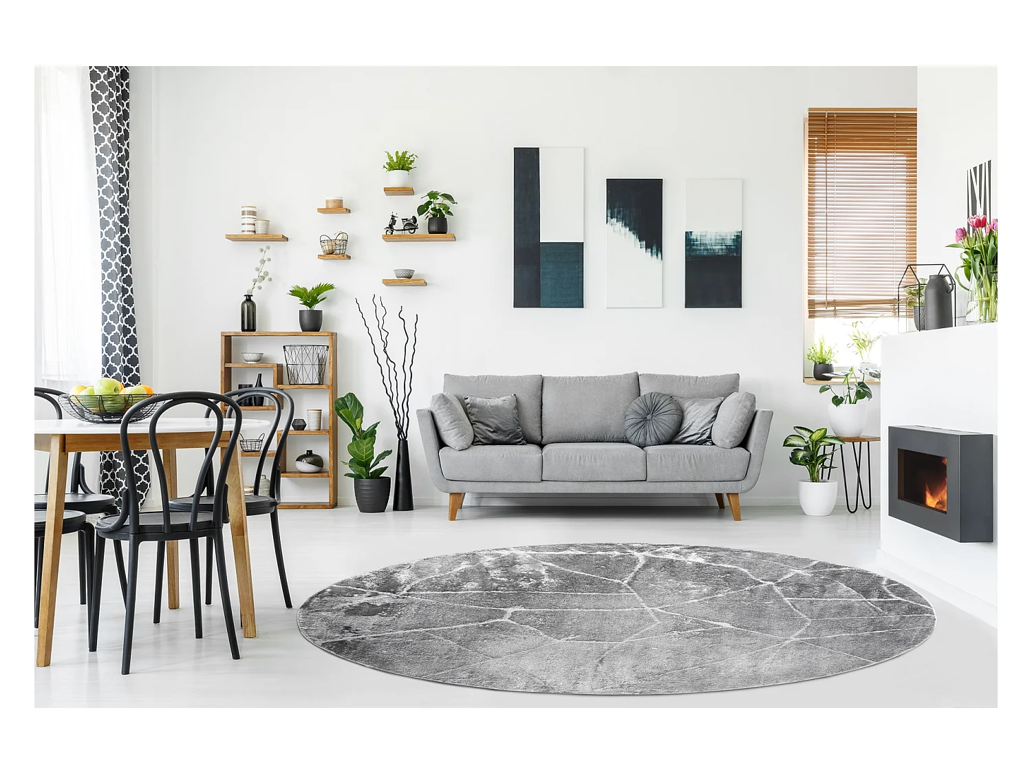 Tapijt MEFE modern Rond , 2783 marmeren , - Structureel, twee poolhoog cercle 100 cm