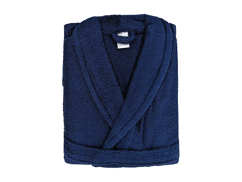 Peignoir col châle adulte ALPHA coton taille M bleu marine