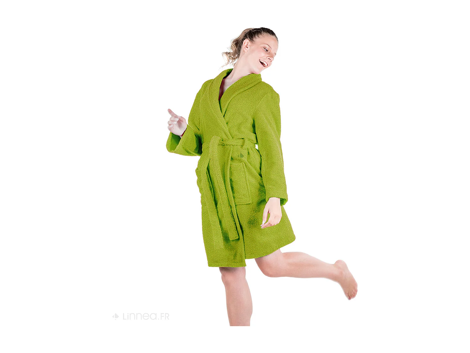 Peignoir col châle adulte ALPHA coton taille M vert pistache