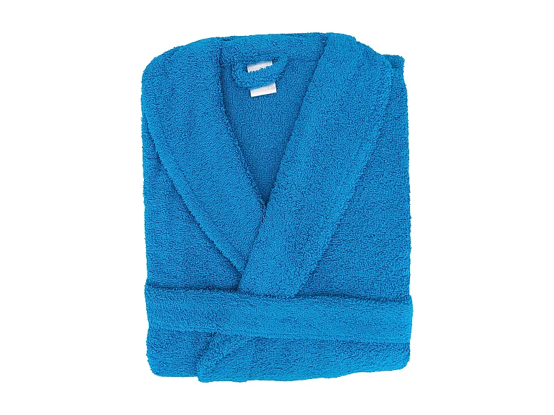 Peignoir col châle adulte ALPHA coton taille S bleu turquoise