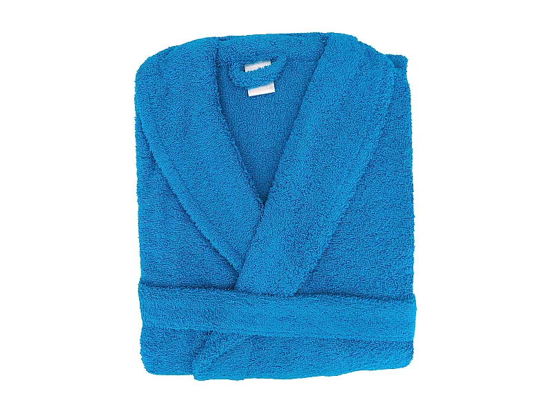 Peignoir col châle adulte ALPHA coton taille L bleu turquoise