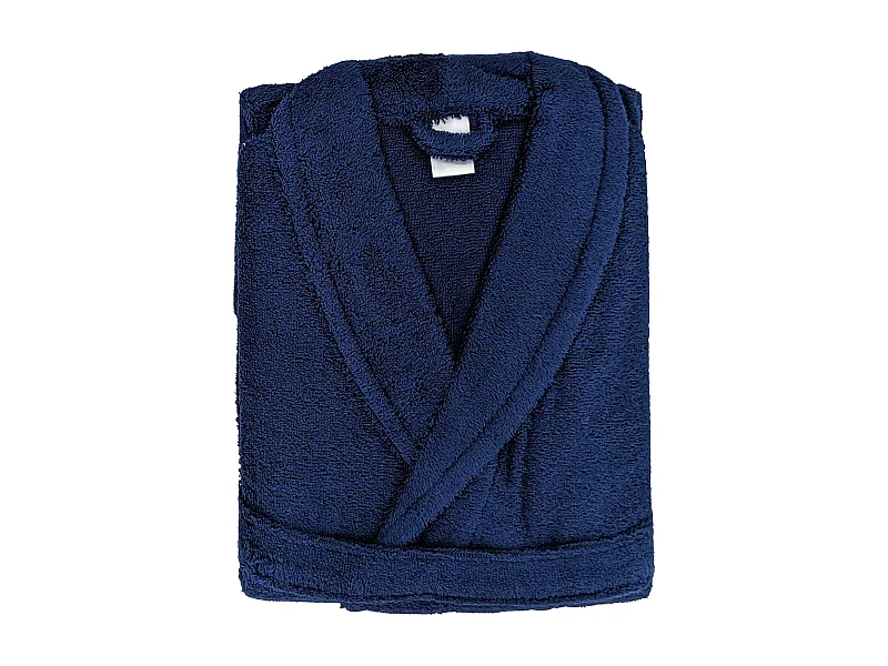 Peignoir col châle adulte ALPHA coton taille S bleu marine