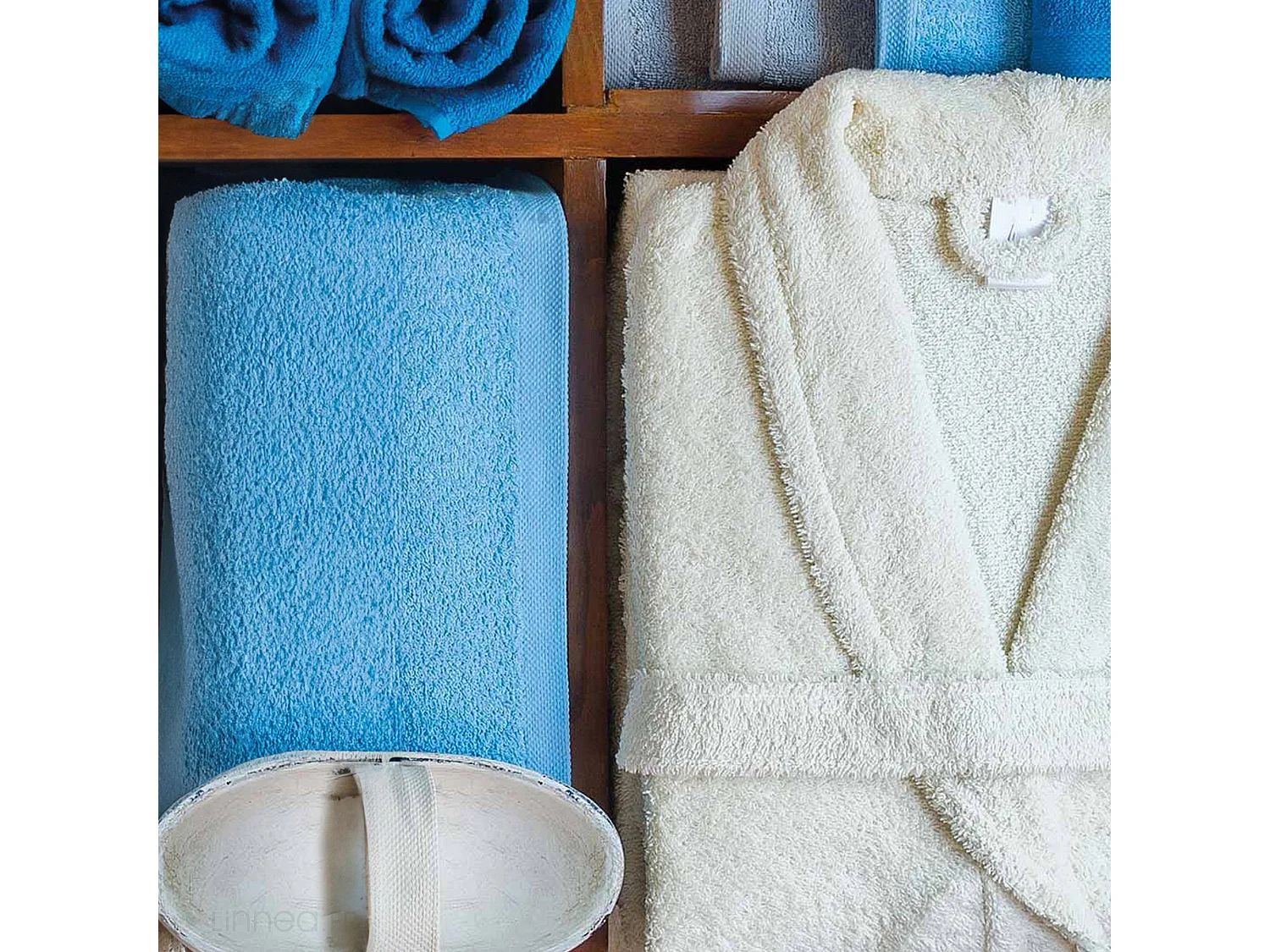 Peignoir col châle adulte ALPHA coton taille L bleu marine