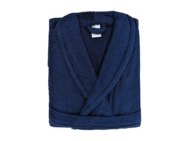 Peignoir col châle adulte ALPHA coton taille L bleu marine