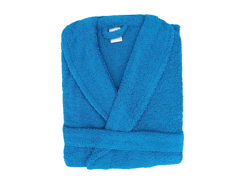Peignoir col châle adulte ALPHA coton taille M bleu turquoise