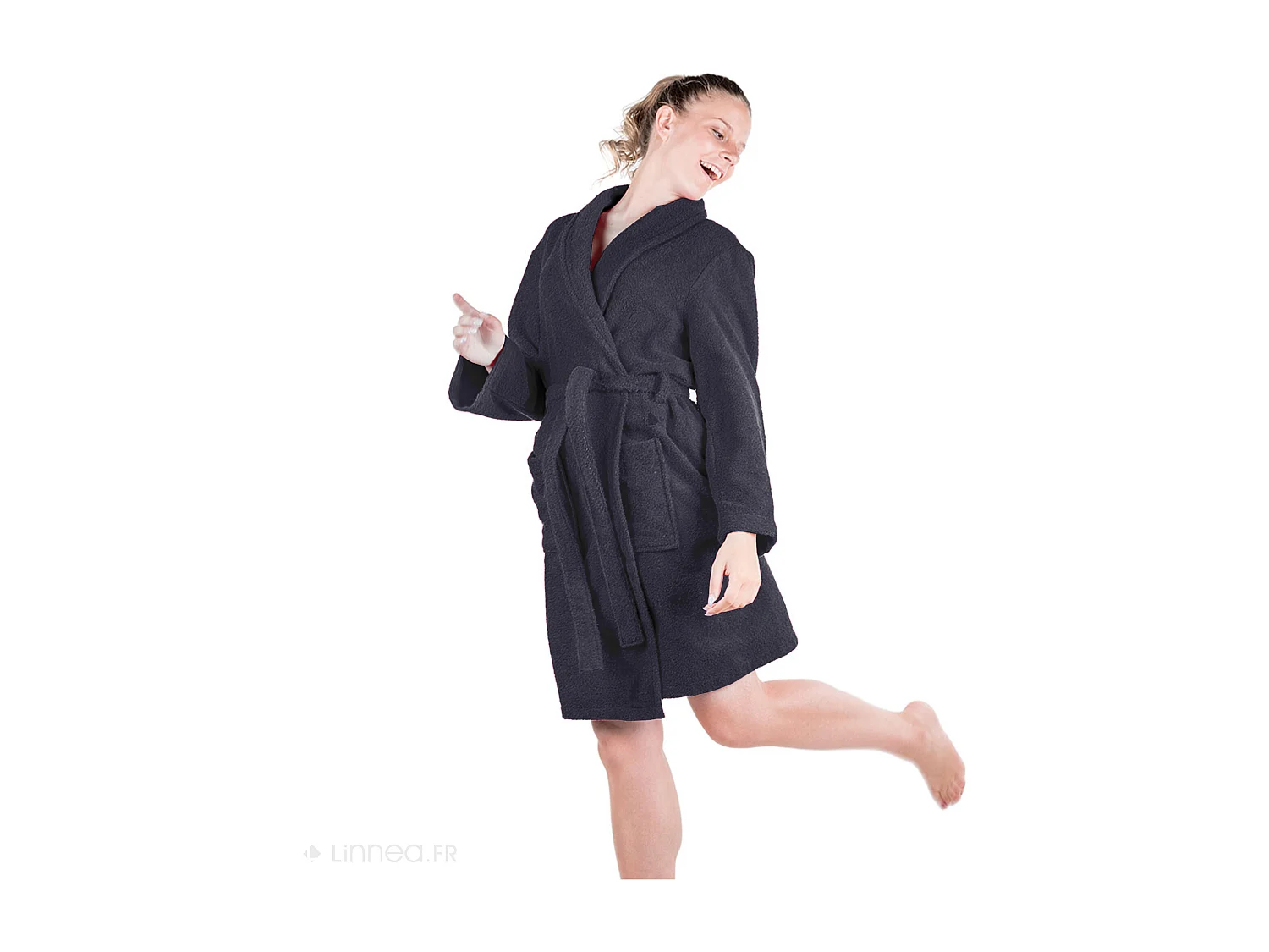 Peignoir col châle adulte ALPHA coton taille S noir