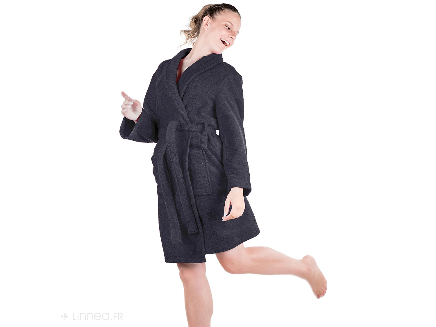 Peignoir col châle adulte ALPHA coton taille S noir