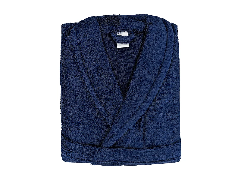 Peignoir col châle adulte ALPHA coton taille XL bleu marine