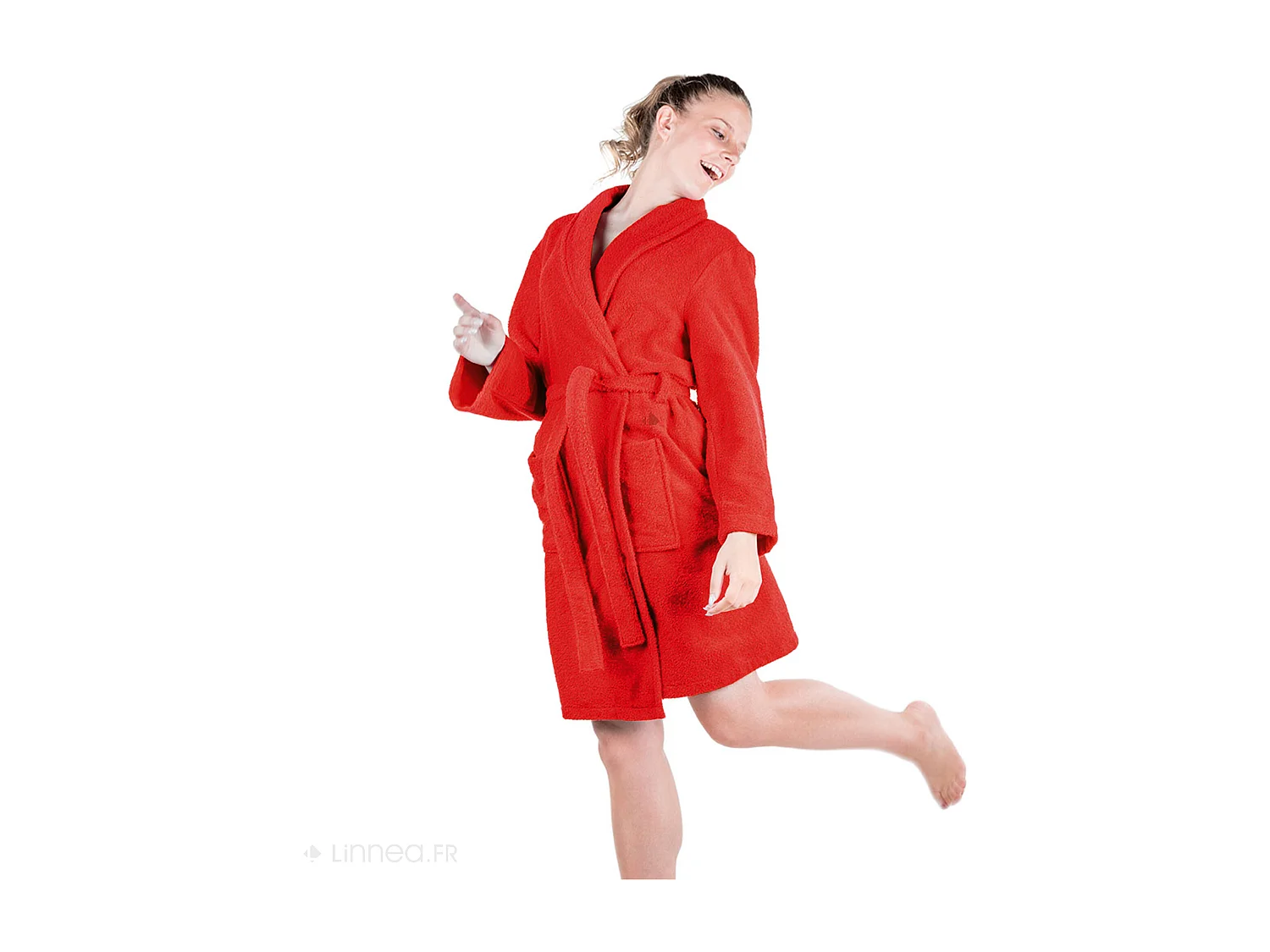 Peignoir col châle adulte ALPHA coton taille XL rouge