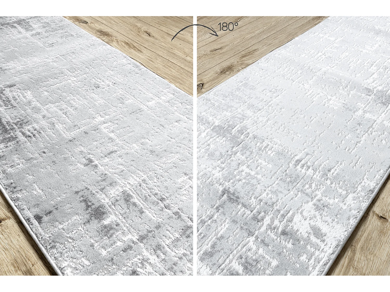 Läufer Strukturell MEFE 8722 zwei Ebenen aus Vlies grau / weiß 120x960 cm