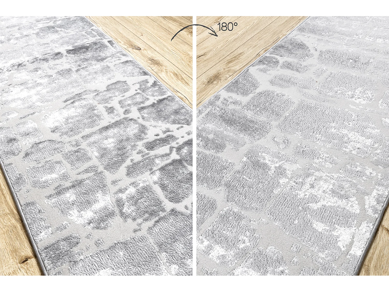 Alfombra de pasillo Structural MEFE 6184 dos niveles de vellón gris o 100x120 cm