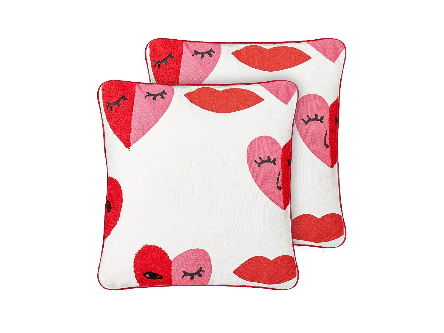 Dekokissen 2er Set PERIWINKLE Baumwolle 45 x 45 cm Weiss Herzmotiv