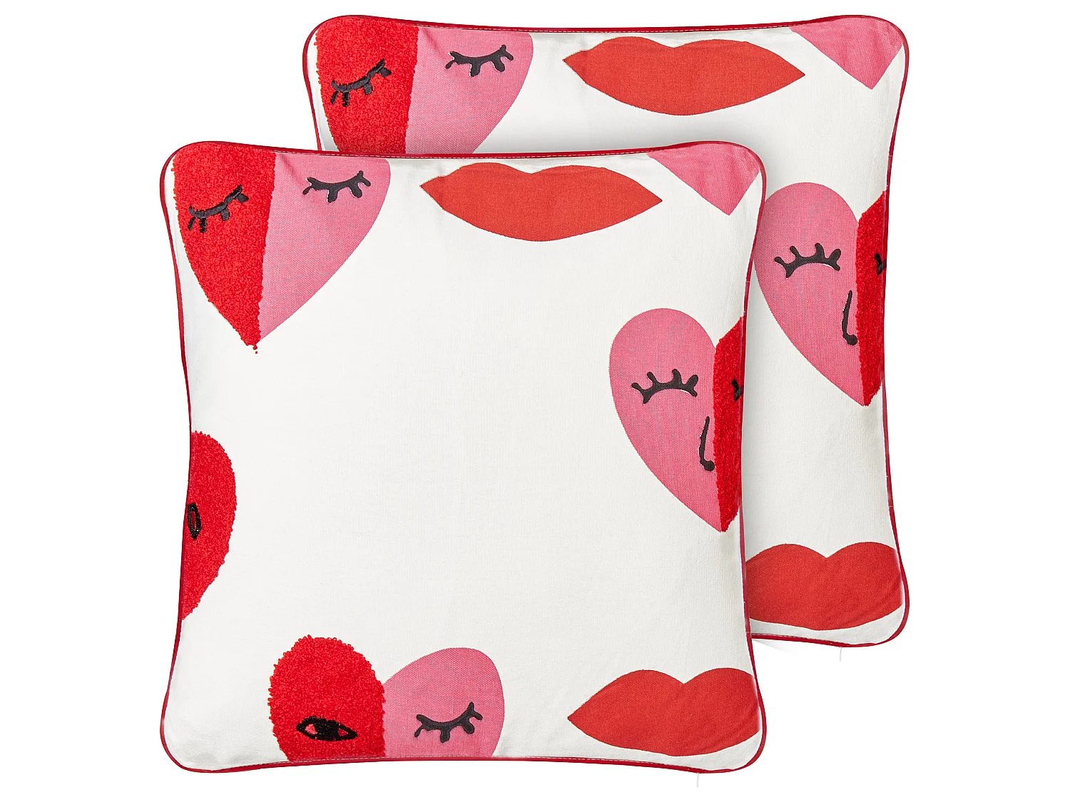 Set di 2 cuscini PERIWINKLE Cotone 45 x 45 cm Bianco Trama a cuore