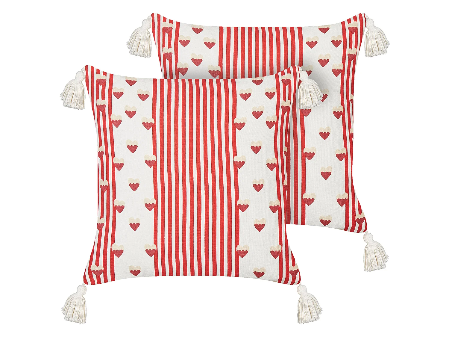Lot de 2 coussins décoratifs BANKSIA Coton 45 x 45 cm Rouge À rayure