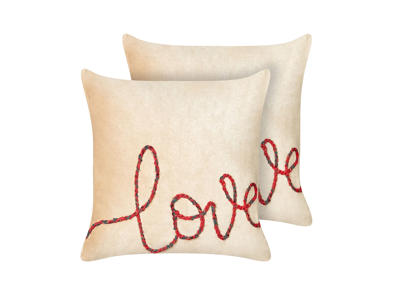 Lot de 2 coussins décoratifs ROTALA Coton 45 x 45 cm Beige Texte