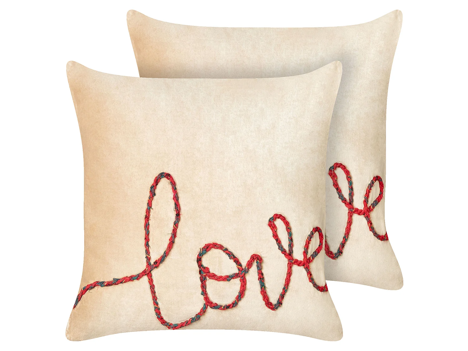 Set di 2 cuscini ROTALA Cotone 45 x 45 cm Beige Scritta