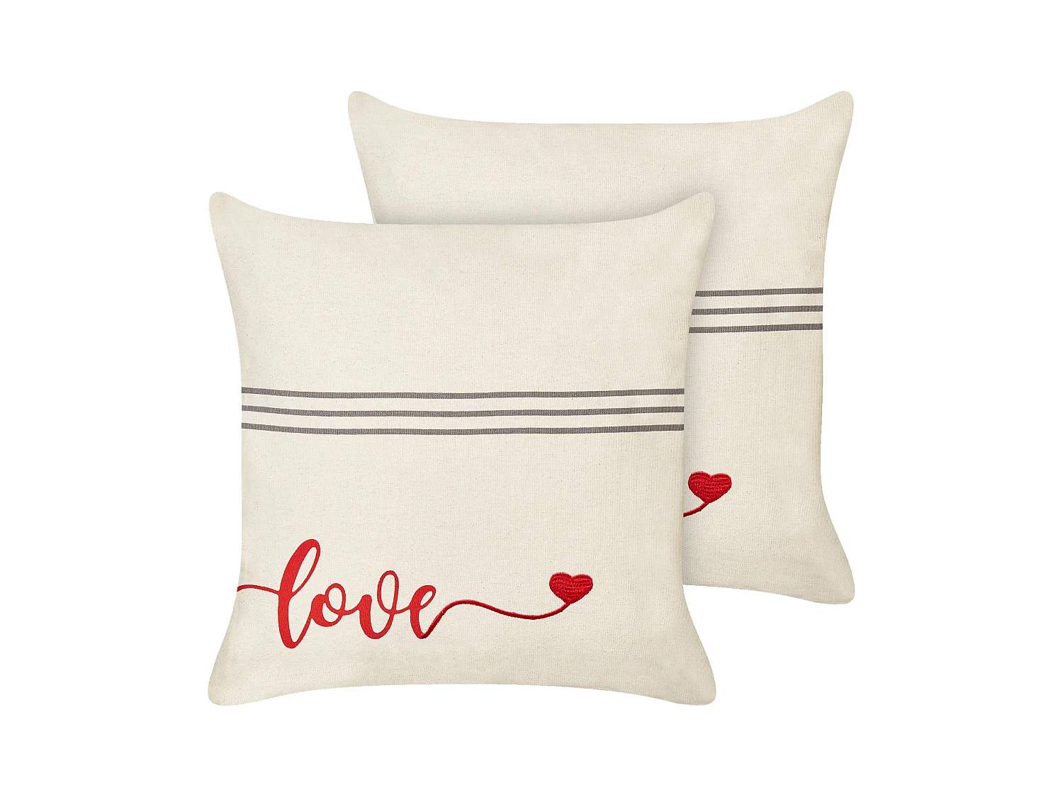Lot de 2 coussins décoratifs PLUMERIA Coton 45 x 45 cm Beige Texte