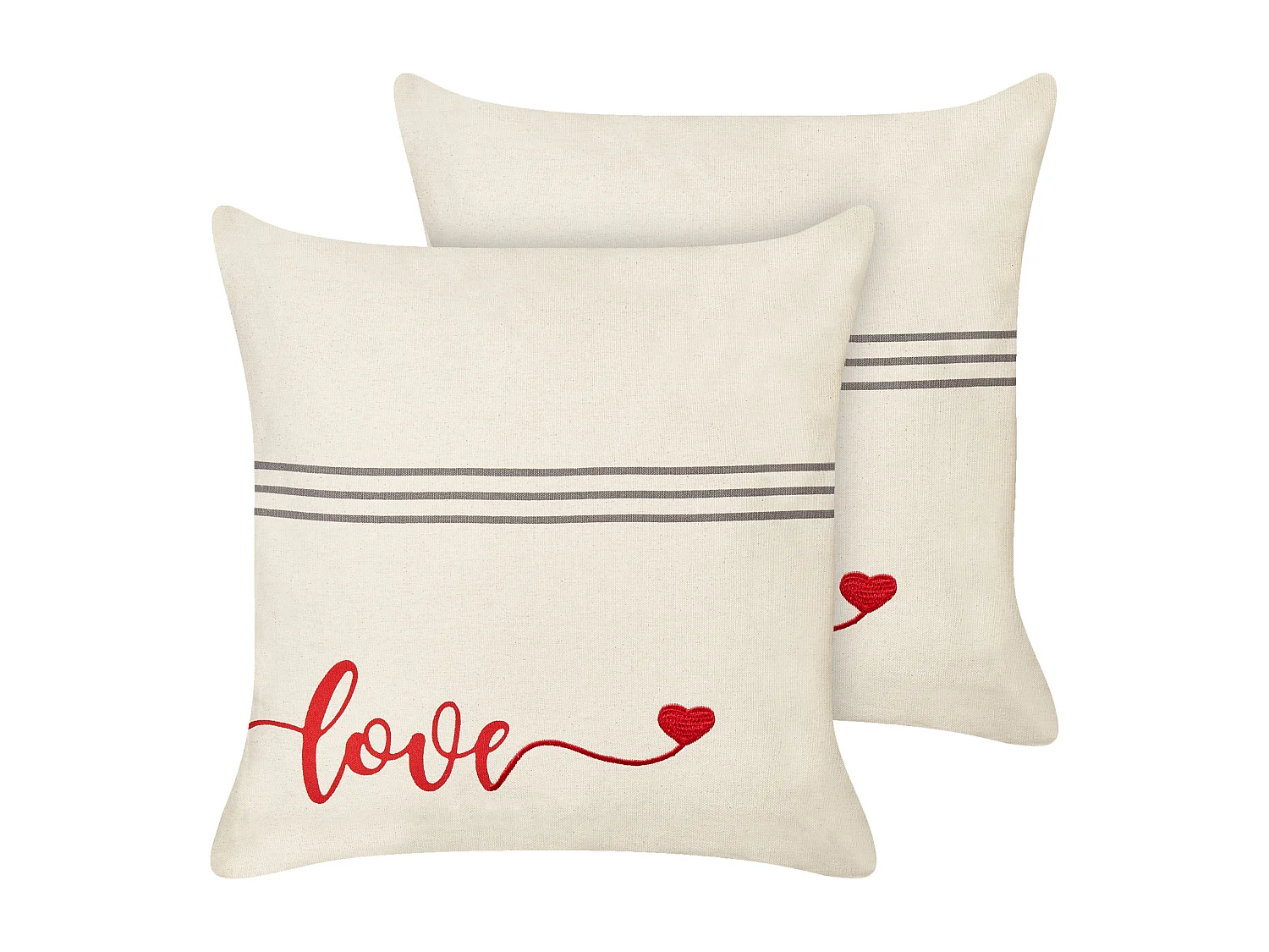 Lot de 2 coussins décoratifs PLUMERIA Coton 45 x 45 cm Beige Texte