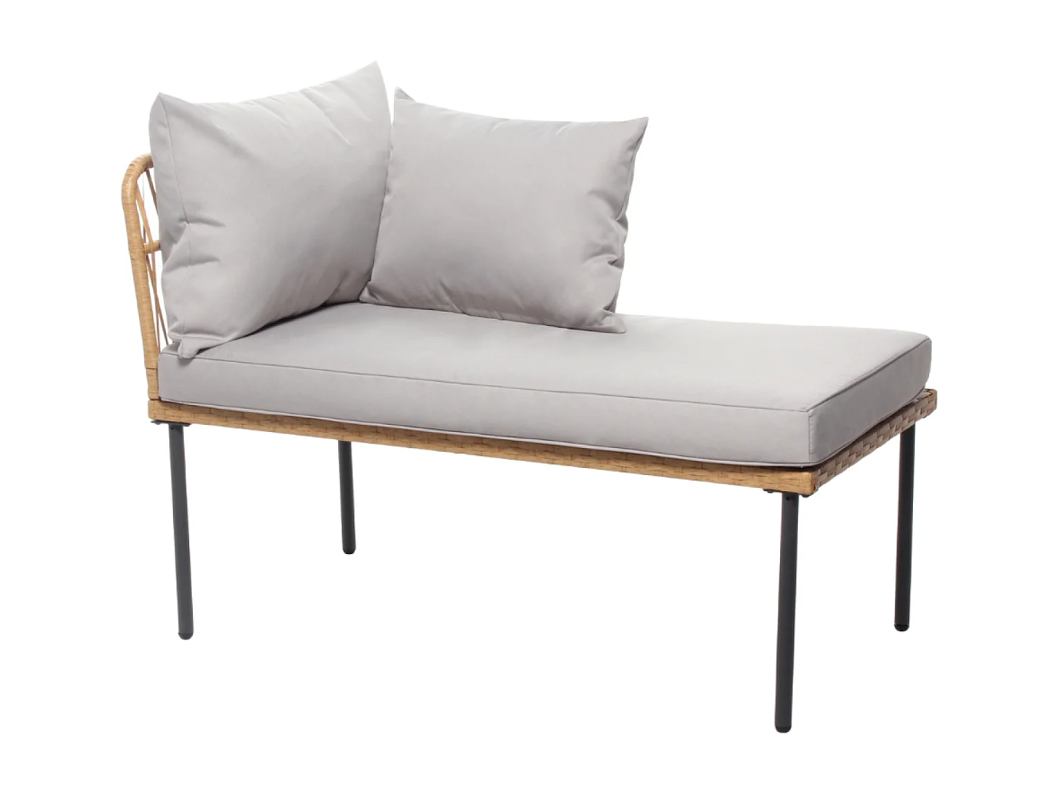 Hoek loungeset van 3 plaatsen in rotan-effect Lecce met beige kussens