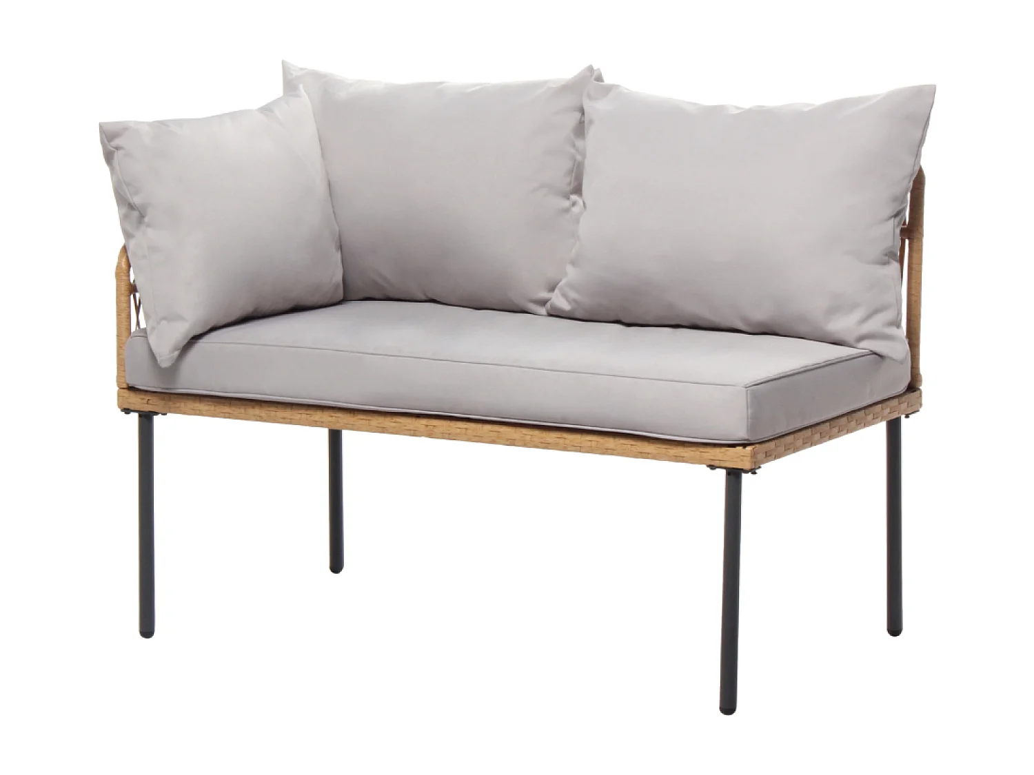 Hoek loungeset van 3 plaatsen in rotan-effect Lecce met beige kussens