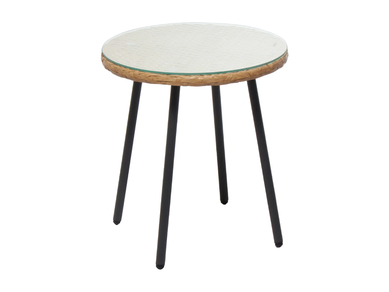 Hoek loungeset van 3 plaatsen in rotan-effect Lecce met beige kussens