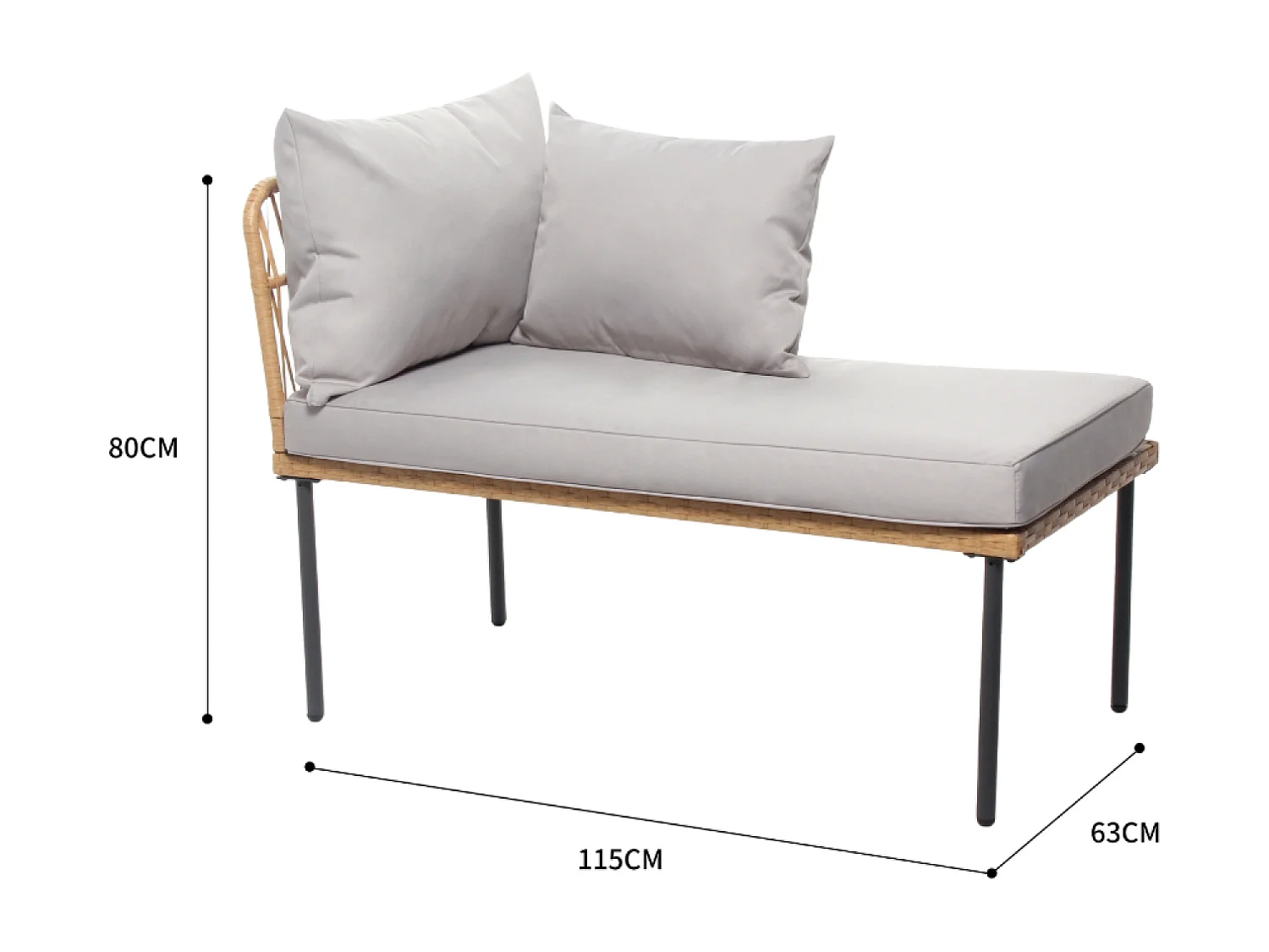 Hoek loungeset van 3 plaatsen in rotan-effect Lecce met beige kussens